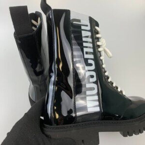 NIB Authentic Moschino PVC Logo Boots - Picture 8 of 13